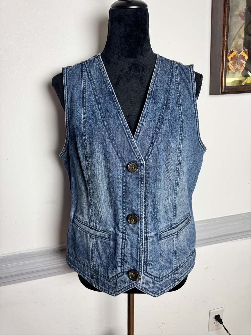 Women’s Denim Large Button Down Vest